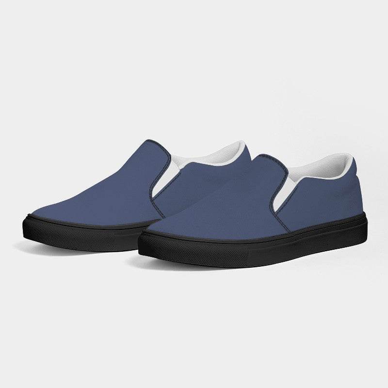 Medium Fully-Muted Indigo Men's Slip-On Canvas Sneakers (I-FM-ME) - Side 3
