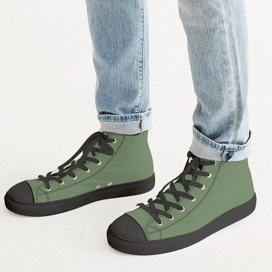 Medium Fully-Muted Lime Men's High-Top Canvas Sneakers (GL2-FM-ME) - Man CloseUp