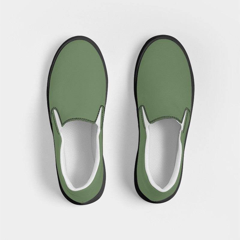 Medium Fully-Muted Lime Men's Slip-On Canvas Sneakers (GL2-FM-ME) - Top