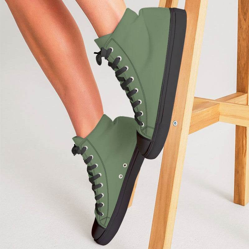 Medium Fully-Muted Lime Women's High-Top Canvas Sneakers (GL2-FM-ME) - Woman CloseUp
