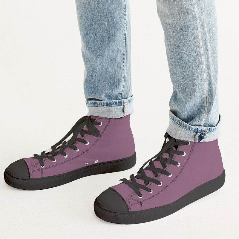Medium Fully-Muted Magenta Men's High-Top Canvas Sneakers (PIM2-FM-ME) - Man CloseUp