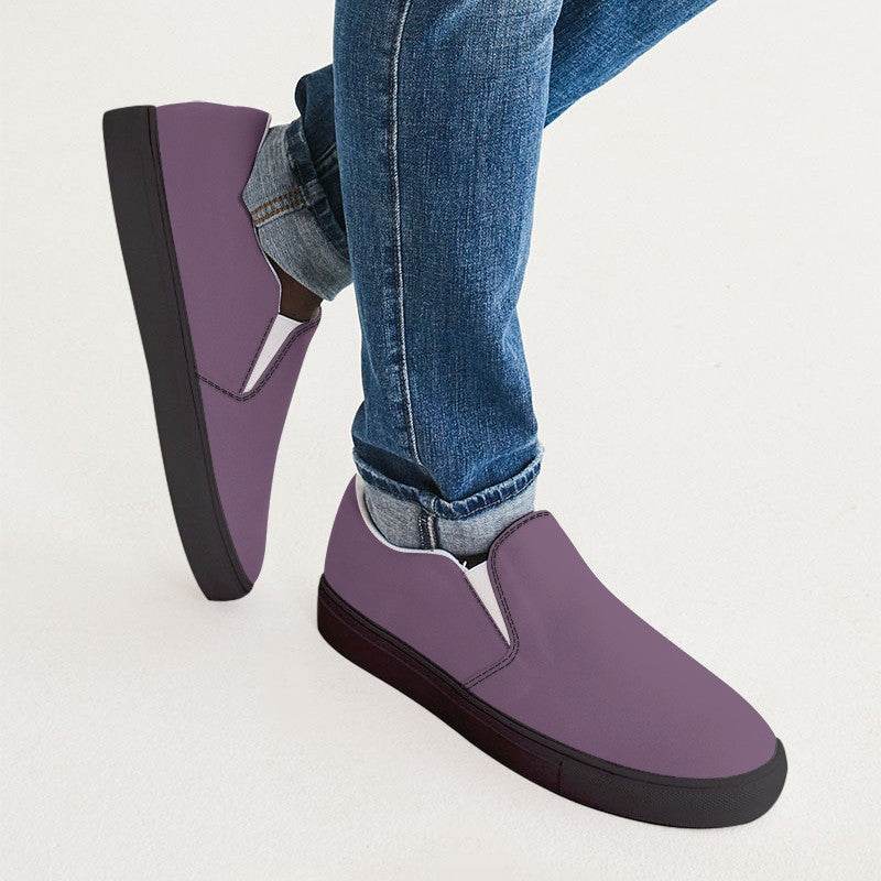 Medium Fully-Muted Magenta Men's Slip-On Canvas Sneakers (M-FM-ME) - Man CloseUp