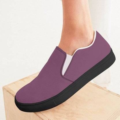 Medium Fully-Muted Magenta Women's Slip-On Canvas Sneakers (PIM2-FM-ME) - Woman CloseUp