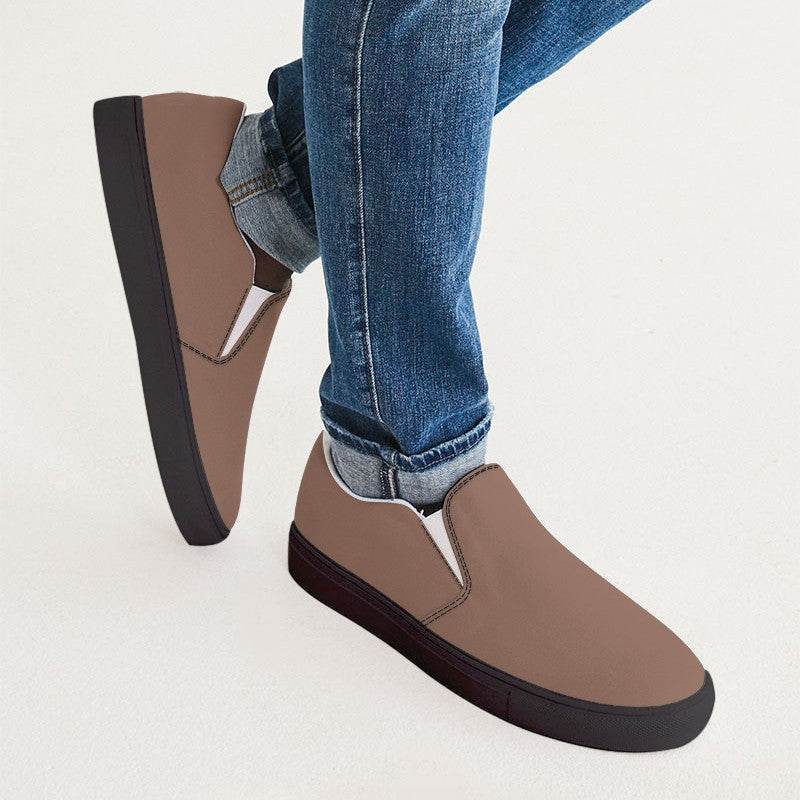 Medium Fully-Muted Orange Men's Slip-On Canvas Sneakers (OR2-FM-ME) - Man CloseUp