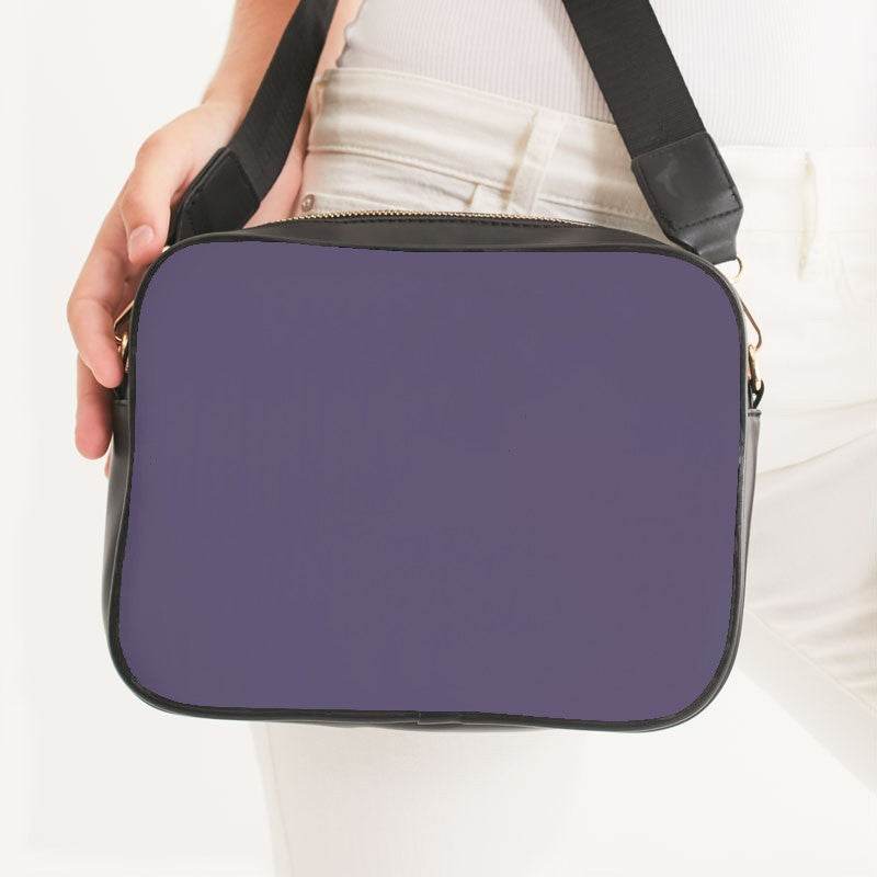 Medium Fully-Muted Purple Crossbody Bag (PU-FM-ME) - Woman Front CloseUp