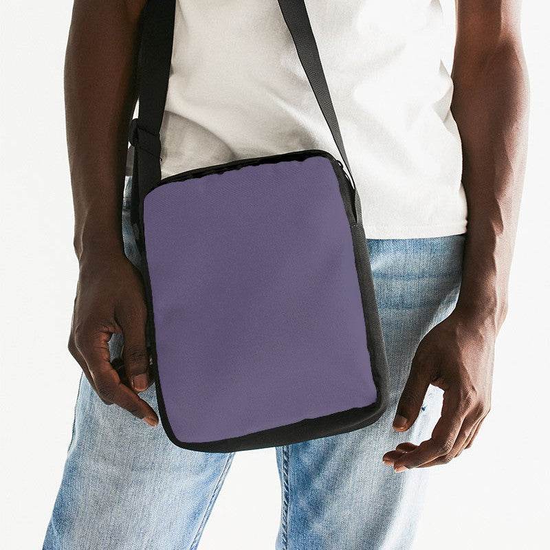 Medium Fully-Muted Purple Messenger Pouch (PU-FM-ME) - Man Front CloseUp