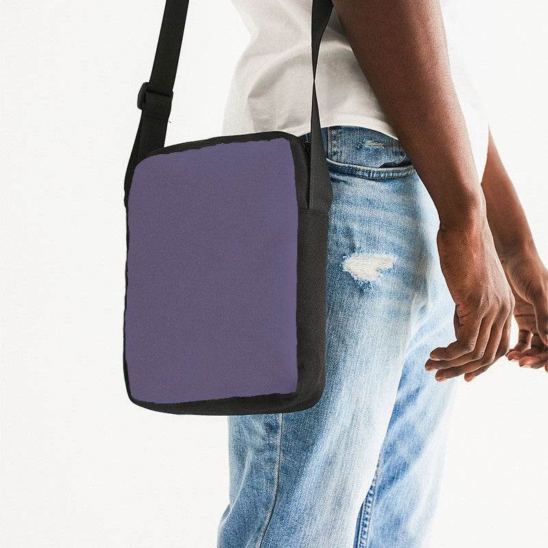 Medium Fully-Muted Purple Messenger Pouch (PU-FM-ME) - Man Side CloseUp