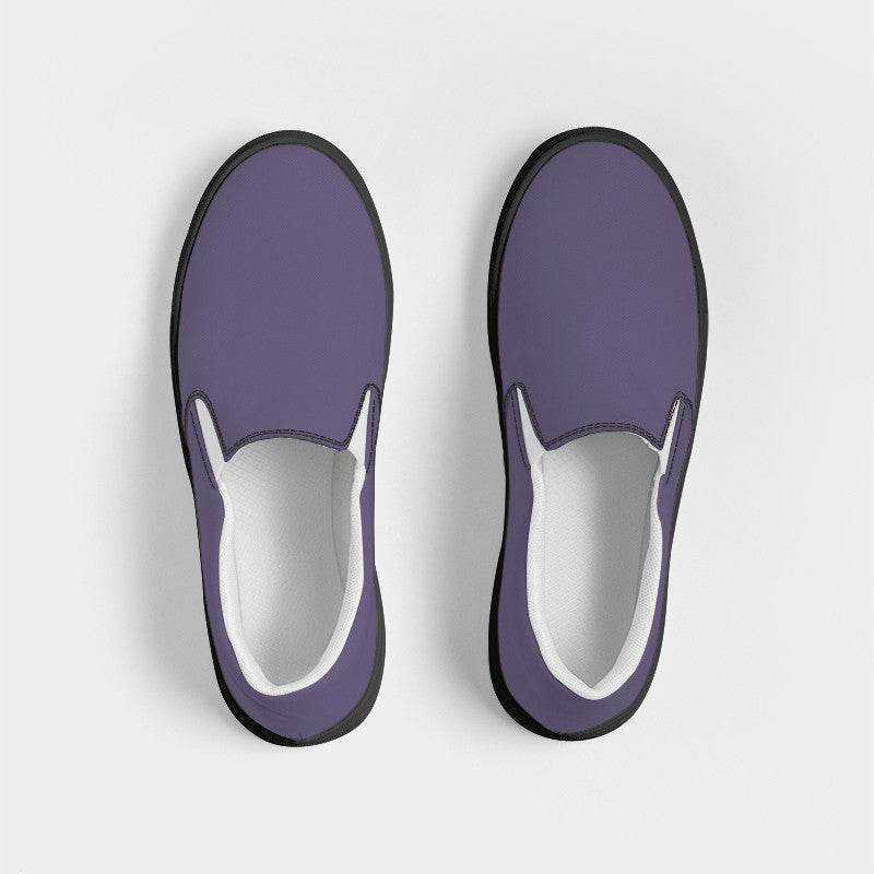 Medium Fully-Muted Purple Women's Slip-On Canvas Sneakers (PU-FM-ME) - Top