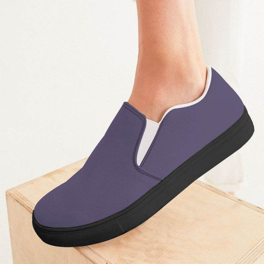 Medium Fully-Muted Purple Women's Slip-On Canvas Sneakers (PU-FM-ME) - Woman CloseUp