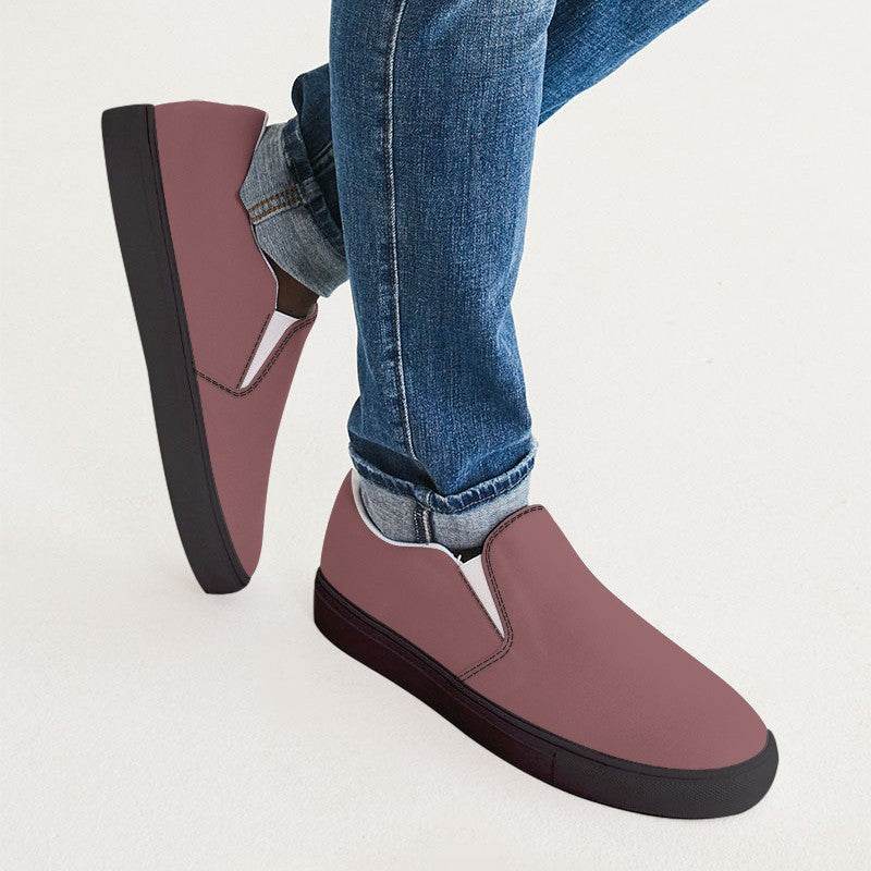 Medium Fully-Muted Red Men's Slip-On Canvas Sneakers (RPI2-FM-ME) - Man CloseUp