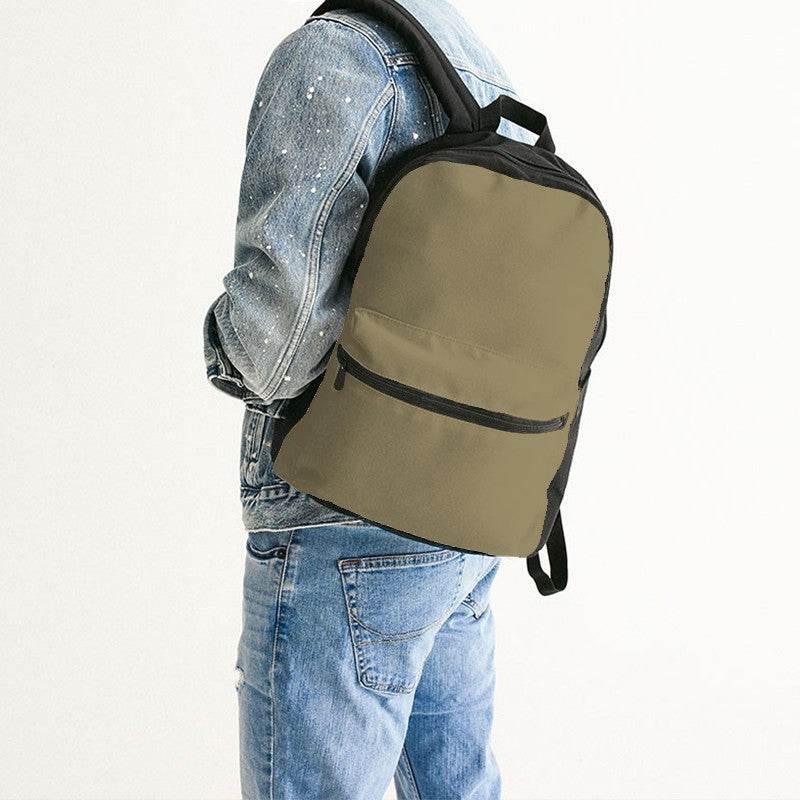 Medium Fully-Muted Yellow Canvas Backpack (Y-FM-ME) - Man Back CloseUp
