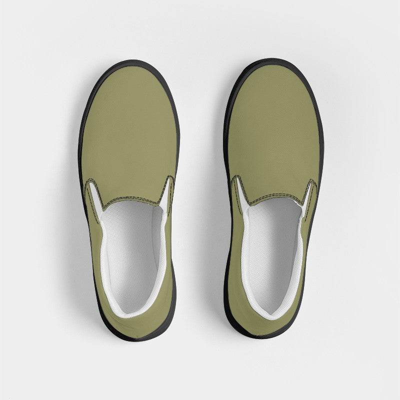 Medium Fully-Muted Yellow Men's Slip-On Canvas Sneakers (LY2-FM-ME) - Top