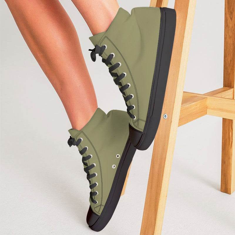 Medium Fully-Muted Yellow Women's High-Top Canvas Sneakers (LY2-FM-ME) - Woman CloseUp