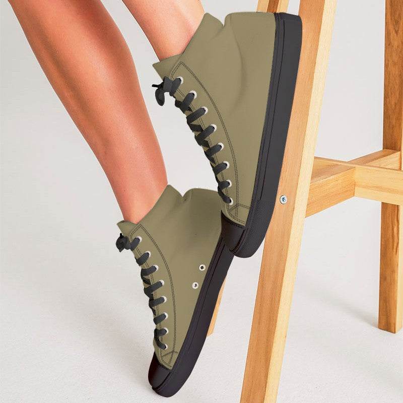 Medium Fully-Muted Yellow Women's High-Top Canvas Sneakers (Y-FM-ME) - Woman CloseUp