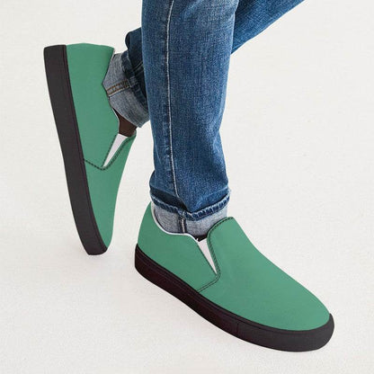 Medium Green Men's Slip-On Canvas Sneakers (BGG2-ME-ME) - Man CloseUp