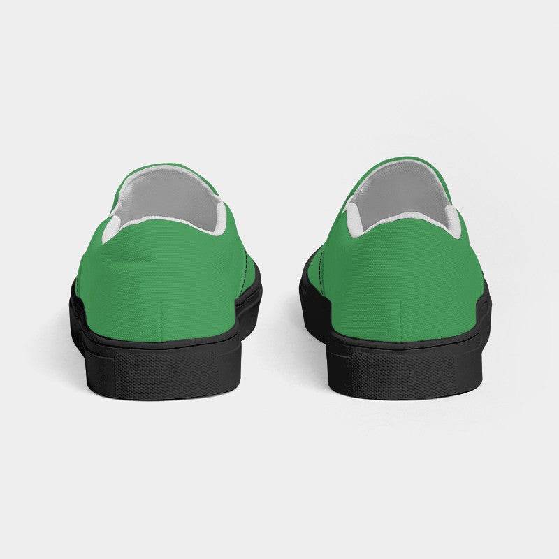 Medium Green Men's Slip-On Canvas Sneakers (G-ME-ME) - Back