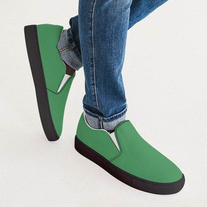 Medium Green Men's Slip-On Canvas Sneakers (G-ME-ME) - Man CloseUp