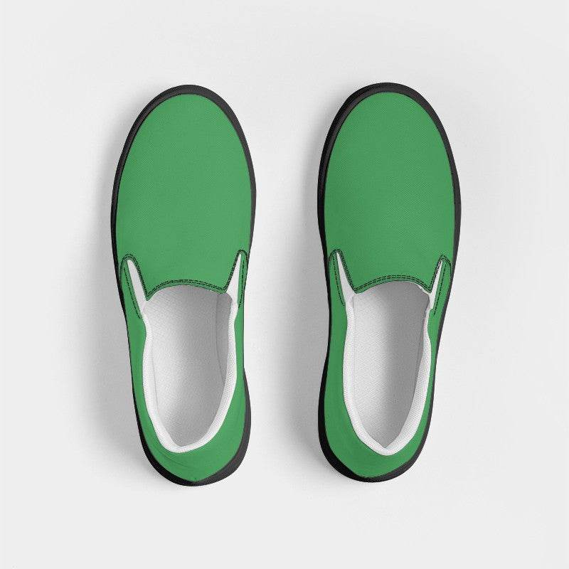 Medium Green Men's Slip-On Canvas Sneakers (G-ME-ME) - Top
