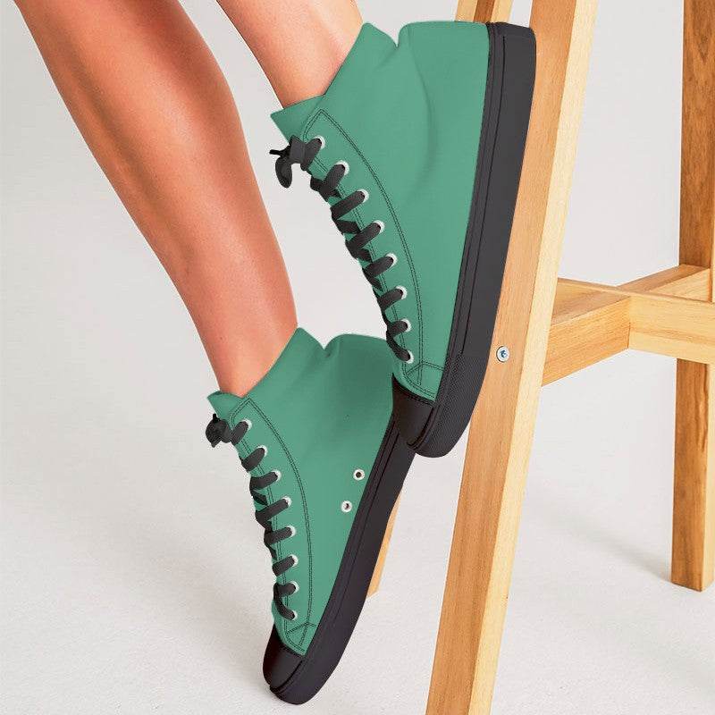 Medium Green Women's High-Top Canvas Sneakers (BGG2-ME-ME) - Woman CloseUp