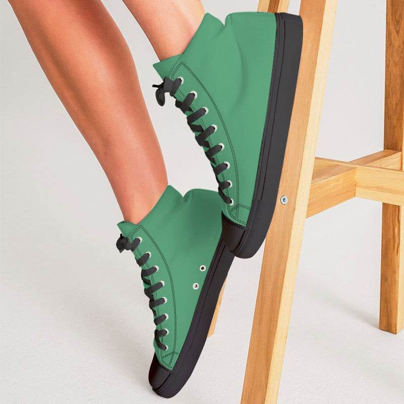 Medium Green Women's High-Top Canvas Sneakers (BGG3-ME-ME) - Woman CloseUp