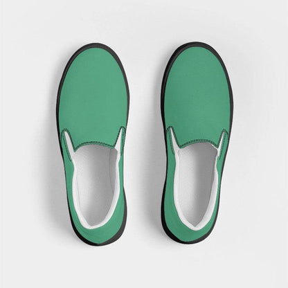 Medium Green Women's Slip-On Canvas Sneakers (BGG2-ME-ME) - Top