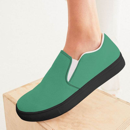 Medium Green Women's Slip-On Canvas Sneakers (BGG2-ME-ME) - Woman CloseUp