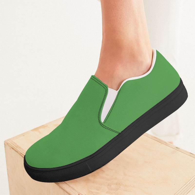 Medium Green Women's Slip-On Canvas Sneakers (GL1-ME-ME) - Woman CloseUp
