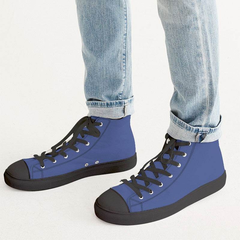 Medium Indigo Men's High-Top Canvas Sneakers (I-ME-ME) - Man CloseUp