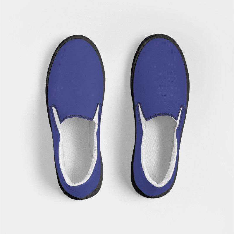 Medium Indigo Men's Slip-On Canvas Sneakers (PUI3-ME-ME) - Top