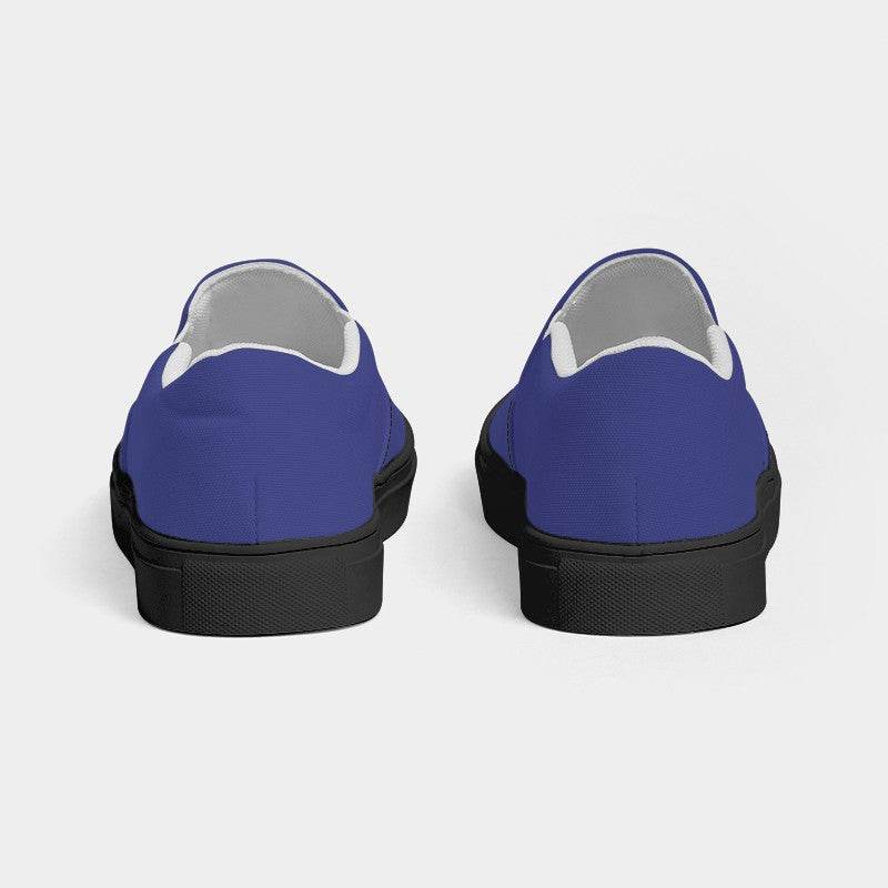 Medium Indigo Women's Slip-On Canvas Sneakers (PUI3-ME-ME) - Back