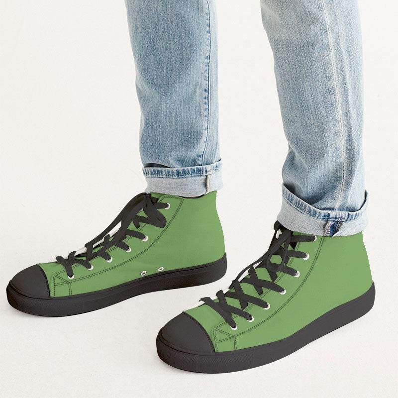 Medium Lime Men's High-Top Canvas Sneakers (GL2-ME-ME) - Man CloseUp