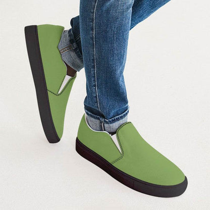 Medium Lime Men's Slip-On Canvas Sneakers (GL3-ME-ME) - Man CloseUp