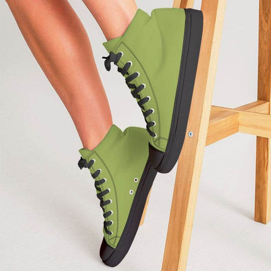 Medium Lime Women's High-Top Canvas Sneakers (L-ME-ME) - Woman CloseUp