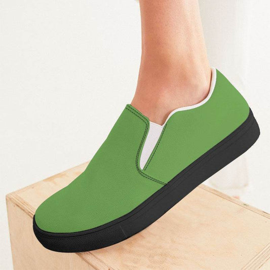 Medium Lime Women's Slip-On Canvas Sneakers (GL2-ME-ME) - Woman CloseUp