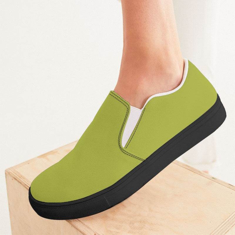 Medium Lime Women's Slip-On Canvas Sneakers (LY1-ME-ME) - Woman CloseUp