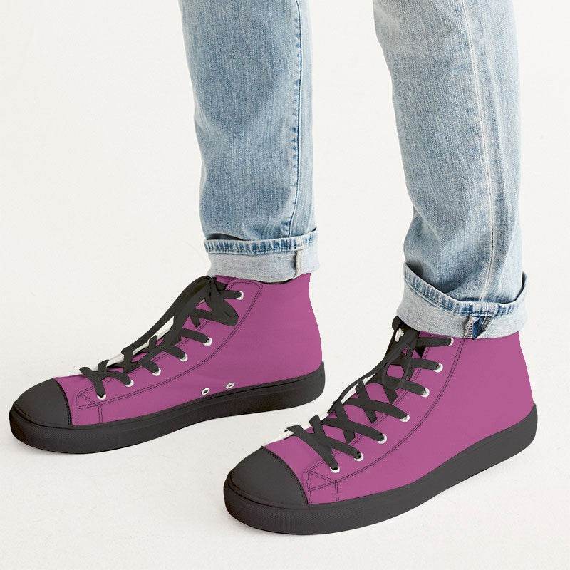 Medium Magenta Men's High-Top Canvas Sneakers (PIM2-ME-ME) - Man CloseUp