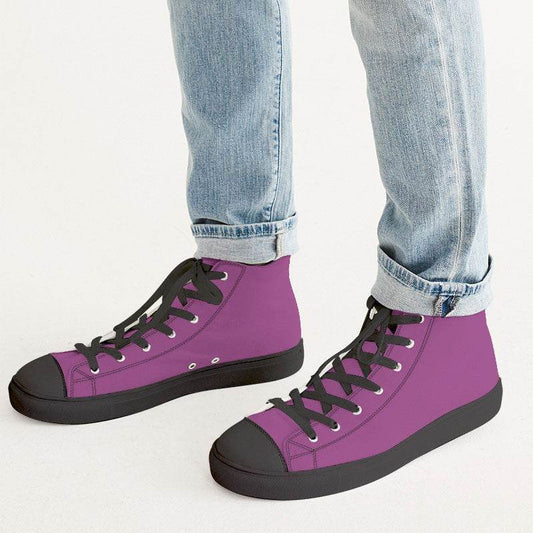 Medium Magenta Men's High-Top Canvas Sneakers (PIM3-ME-ME) - Man CloseUp