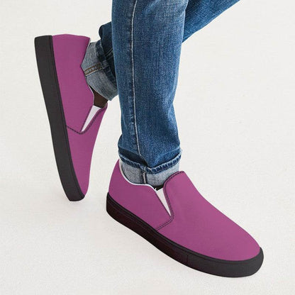 Medium Magenta Men's Slip-On Canvas Sneakers (PIM2-ME-ME) - Man CloseUp
