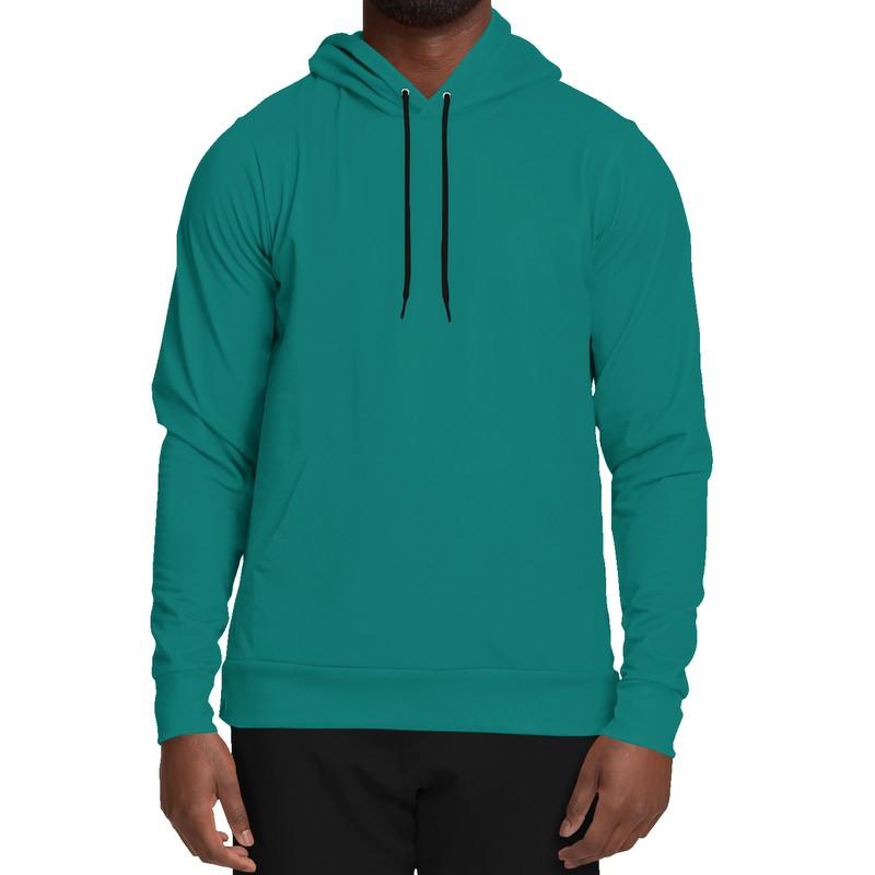 Medium Midtone Blue-Green Hoodie (C80M0Y40K45) - Man Front