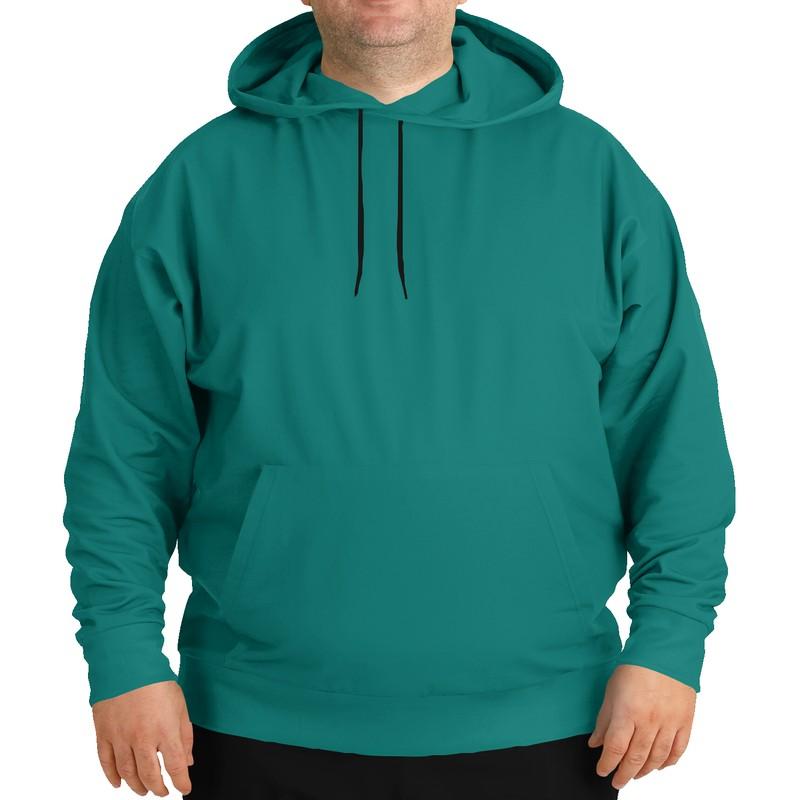 Medium Midtone Blue-Green Hoodie (C80M0Y40K45) - Man Front PLUS