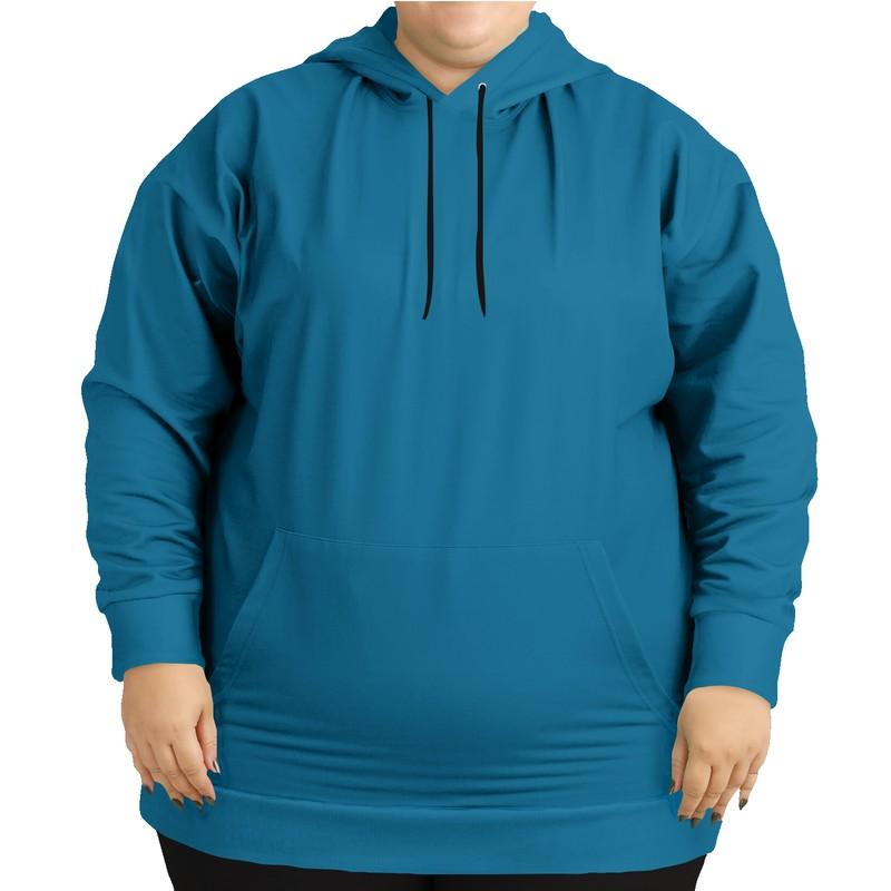 Medium Midtone Cyan Hoodie (C80M20Y0K45) - Woman Front PLUS