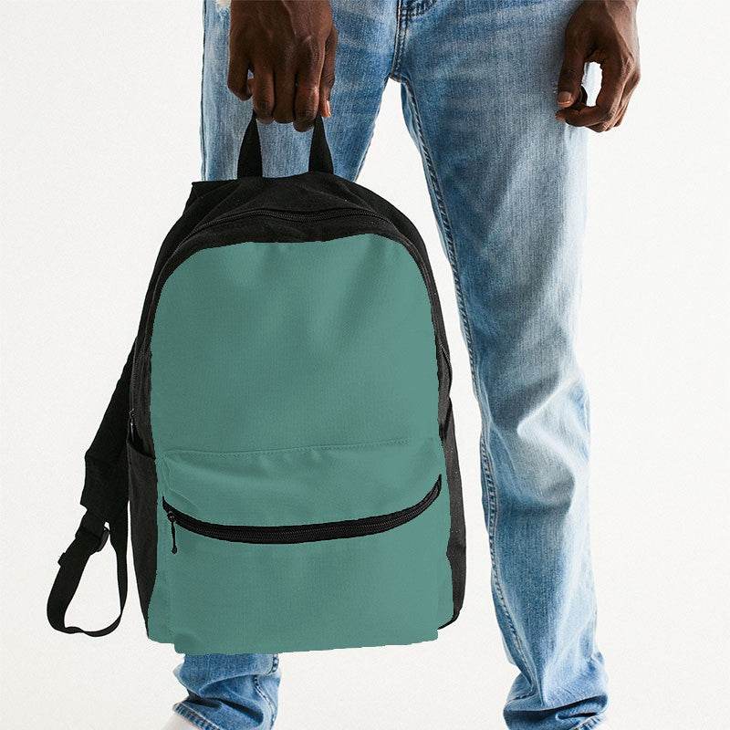 Medium Muted Blue-Green Canvas Backpack (BG-MU-ME) - Man Holding