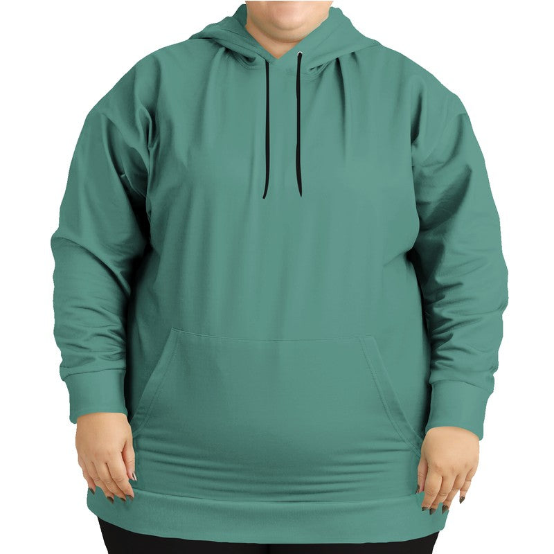 Medium Muted Blue-Green Hoodie PLUS (BG-MU-ME) - Woman Front PLUS