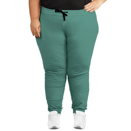 Medium Muted Blue-Green Joggers PLUS (BG-MU-ME) - Woman Front PLUS