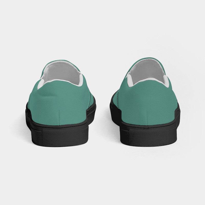 Medium Muted Blue-Green Men's Slip-On Canvas Sneakers (BG-MU-ME) - Back