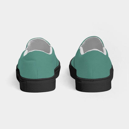 Medium Muted Blue-Green Men's Slip-On Canvas Sneakers (BG-MU-ME) - Back
