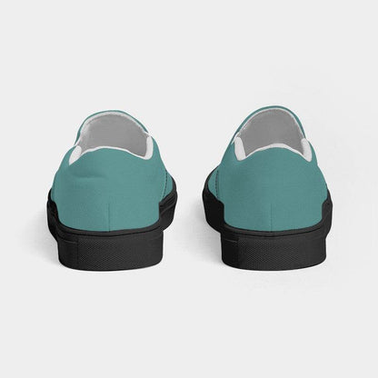 Medium Muted Blue-Green Men's Slip-On Canvas Sneakers (CBG2-MU-ME) - Back
