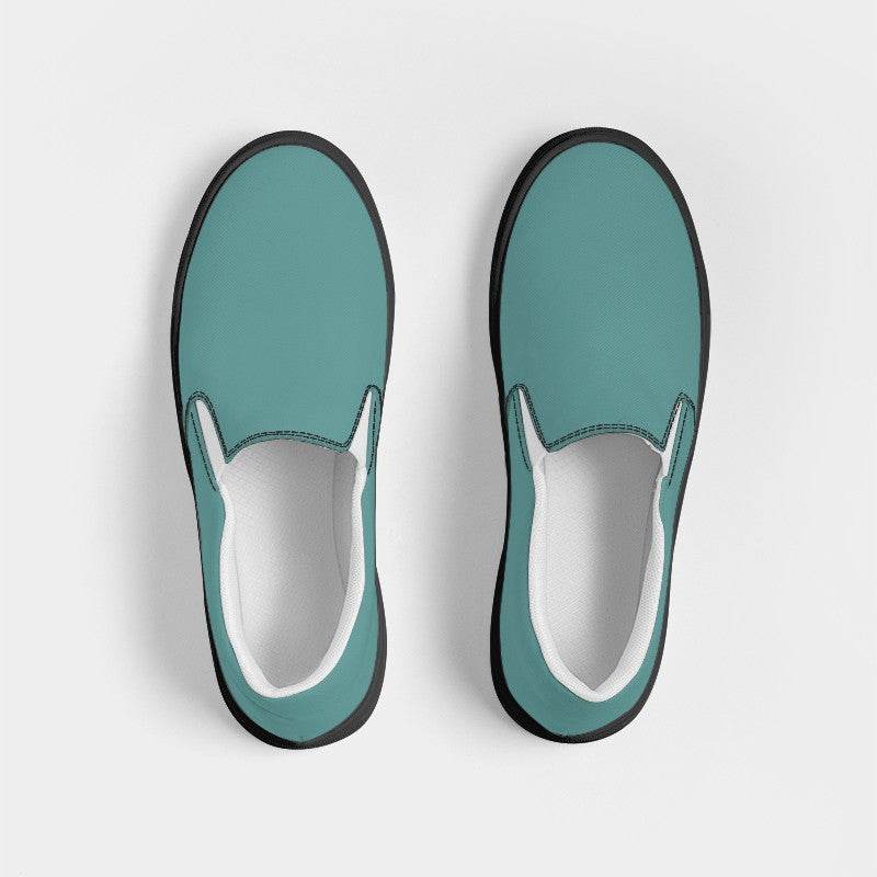 Medium Muted Blue-Green Men's Slip-On Canvas Sneakers (CBG2-MU-ME) - Top