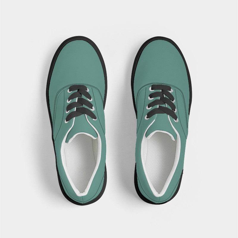 Medium Muted Blue-Green Women's Canvas Sneakers (BG-MU-ME) - Top