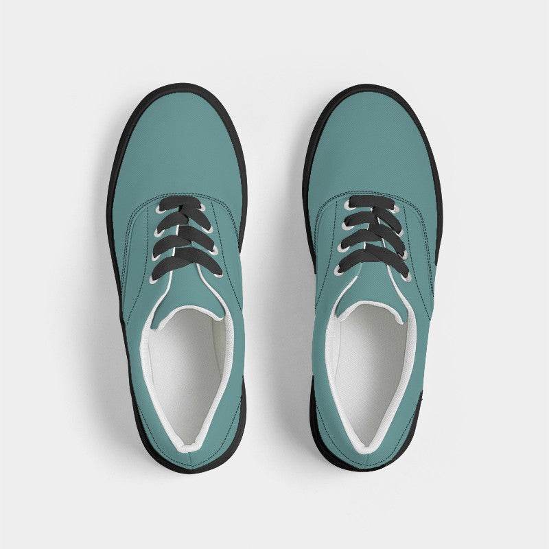 Medium Muted Blue-Green Women's Canvas Sneakers (CBG2-MU-ME) - Top